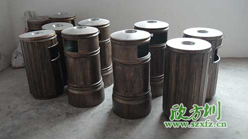  古意盎然，韶關園林仿銅玻璃鋼垃圾桶